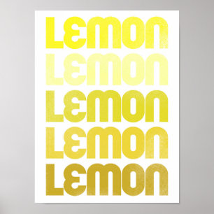 Poster Typographie de citron jaune répétitif Art de cuisi