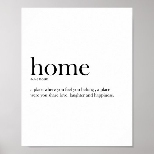 Poster Typographie de définition domestique (Devant)