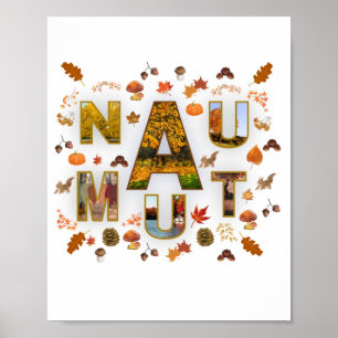 Poster Typographie de feuilles d'automne en collage photo