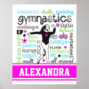 Poster Typographie de gymnastique avec Monogramme