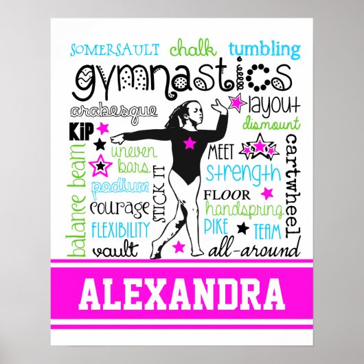 Poster Typographie de gymnastique avec Monogramme (Devant)