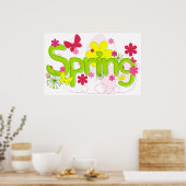 Poster Typographie de jardin printanier Fleurs Papillons (Cuisine)