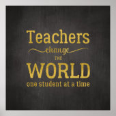 Poster Typographie de l'enseignant écriture d'or citation (Devant)