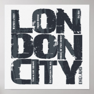 Poster Typographie de Londres, Angleterre
