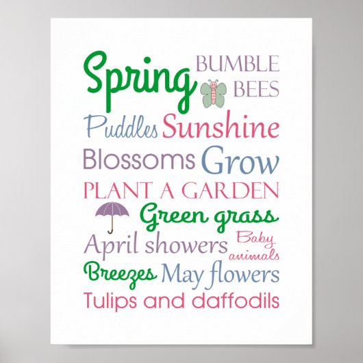 Poster Typographie de mots et phrases de la saison printa (Devant)
