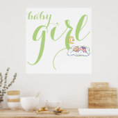 Poster Typographie de petite fille endormie mignonne vert (Cuisine)