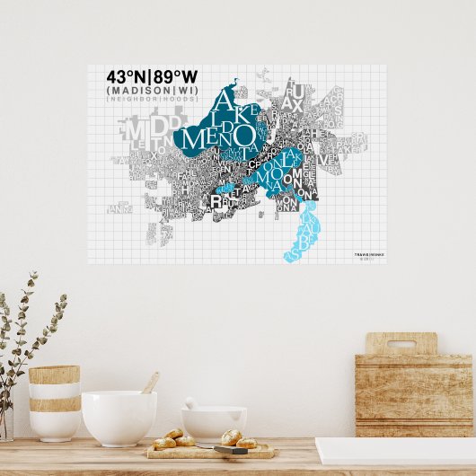 Poster Typographie de quartier - Madison, WI (Cuisine)
