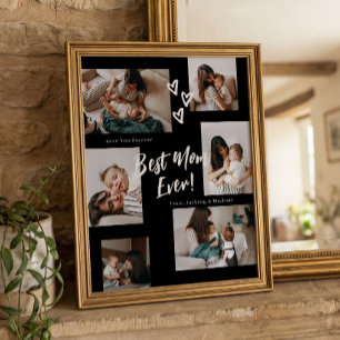 Poster Typographie de script pour maman 6 Photo Collage e