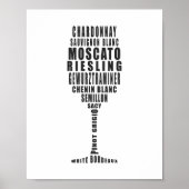 Poster Typographie de vin blanc en noir et blanc (Devant)