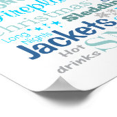 Poster Typographie des mots d'hiver en bleu (Coin)