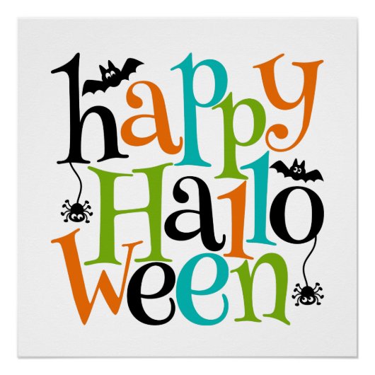 Poster Typographie d'Halloween moderne Bats Araignées (Devant)