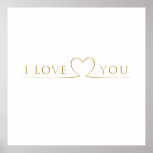 Poster Typographie dorée I Love You