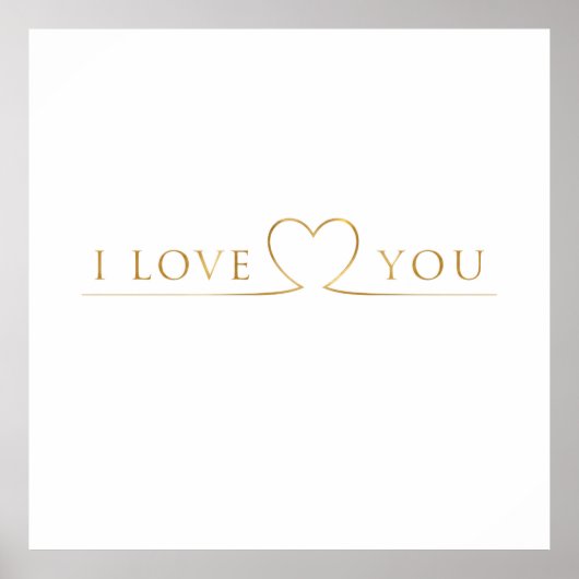 Poster Typographie dorée I Love You (Devant)