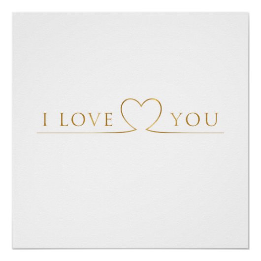 Poster Typographie dorée I Love You (Devant)