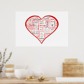 Poster Typographie du coeur de l'amour rouge (Cuisine)