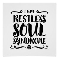 Typographie du syndrome de l'âme sans repos Hippie