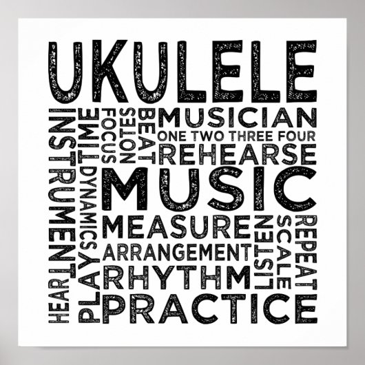 Poster Typographie d'Ukulele (Devant)