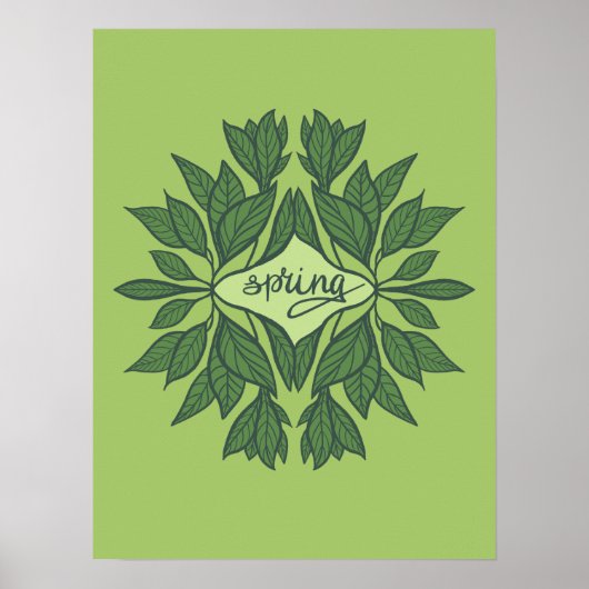 Poster Typographie esthétique Feuille du printemps vert (Devant)
