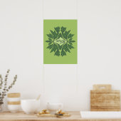 Poster Typographie esthétique Feuille du printemps vert (Cuisine)