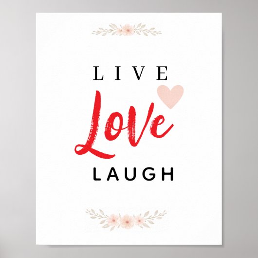 Poster Typographie Florale Vivre Aimer Rire (Devant)