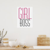 Poster Typographie Girl Boss Rose Noir  (Cuisine)