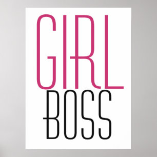 Poster Typographie Girl Boss Rose Noir