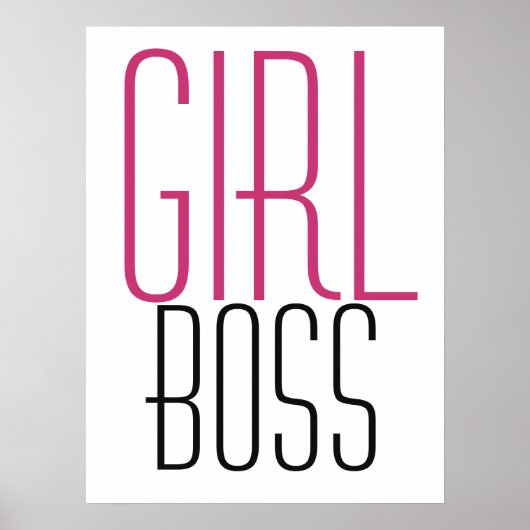 Poster Typographie Girl Boss Rose Noir  (Devant)