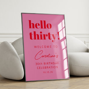 Poster Typographie Gras Rose Rouge Moderne Bienvenue Anni