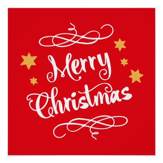 Poster Typographie Joyeux Noël Rouge Clair Blanc (Devant)