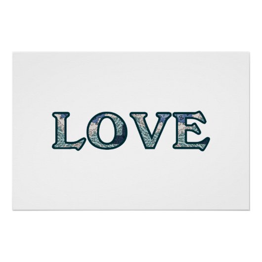 Poster Typographie LOVE Motif Mandala (Devant)