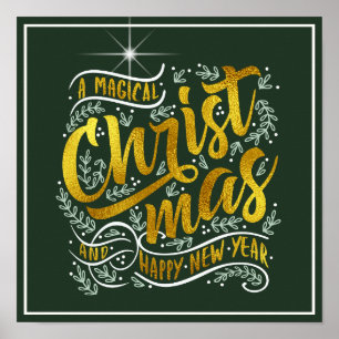 Poster Typographie magique de Noël Gold ID441