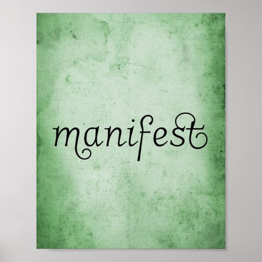 Poster Typographie manifeste de l'aquarelle verte désaffe (Devant)