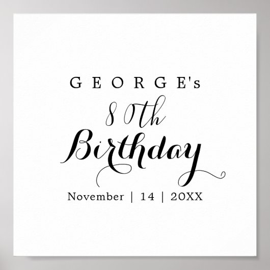 Poster Typographie minimaliste Design d'anniversaire (Devant)