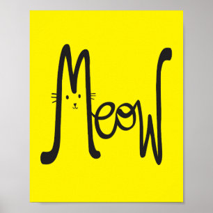 Poster Typographie Minimaliste Moderne De Chat Jaune Et N