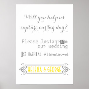 Poster Typographie moderne avec mariage de hashtag Instag