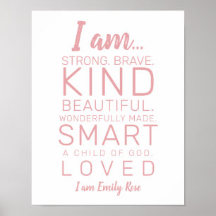 Poster Typographie moderne Je suis gentil, Brave Pink Nur
