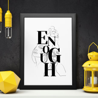 Poster TYPOGRAPHIE MODERNE Noir Blanc Graphique ASSEZ