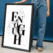 Poster TYPOGRAPHIE MODERNE Noir Blanc Graphique ASSEZ