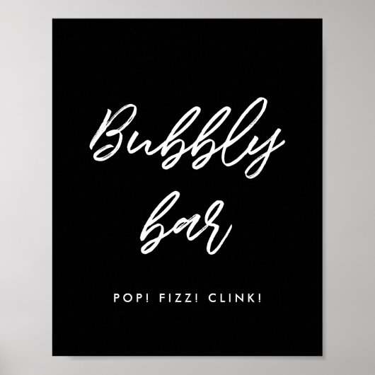 Poster Typographie moderne Signe mariage de bar Bubbly (Devant)