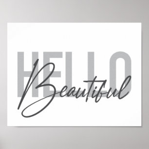 Poster Typographie moderne, simple, cool Bonjour Belle