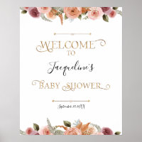 Typographie Or Dusty rose Floral Baby shower fille