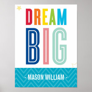 Poster TYPOGRAPHIE PERSONNALISÉE RÊVE GRAND PETIT UN gras