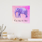 Poster Typographie Purple Aquarelle Eléphant (Cuisine)