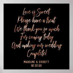 Poster Typographie rose de l'or L'amour est la table de t