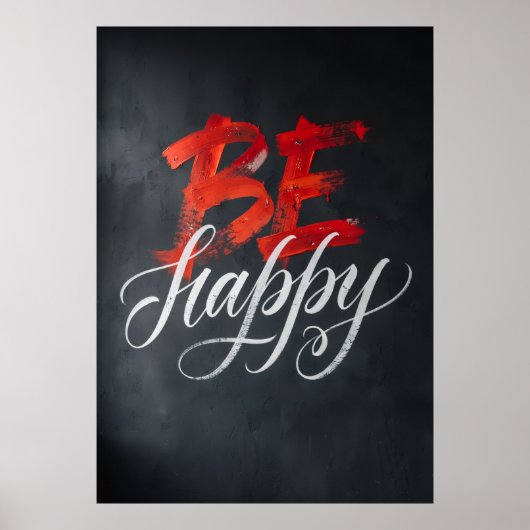 Poster Typographie Rouge Blanc Motivante Soyez Heureux Ar (Devant)