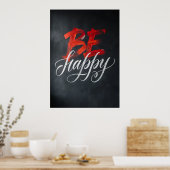 Poster Typographie Rouge Blanc Motivante Soyez Heureux Ar (Cuisine)