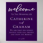 Poster Typographie royale violet blanc Mariage personnali (Devant)
