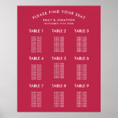 Poster Typographie simple Magenta Mariage Sein Chart (Devant)