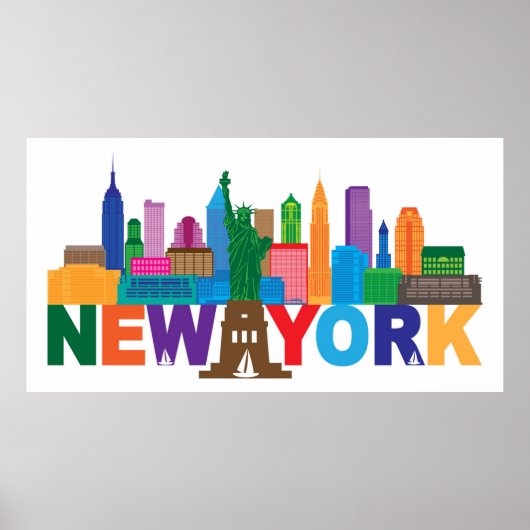 Poster Typographie Skyline de New York (Devant)