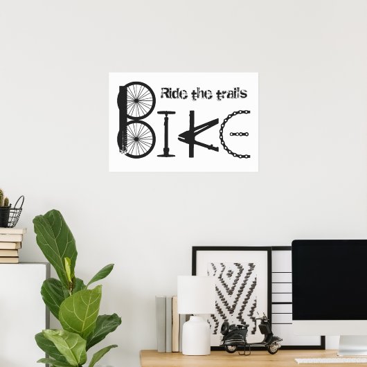 Poster Typographie Texte Inspirant Cavalier de Vélo (Bureau à domicile)